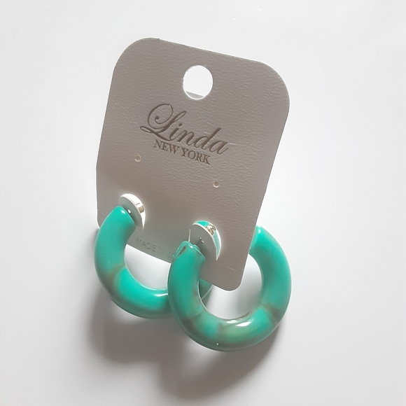 Linda Turquoise Hoop Earrings - Picture 6 of 6